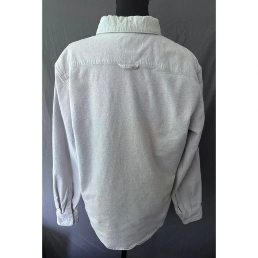 Daniel Hechter Paris Mens L Long Sleeve Button Down Gray Cotton Blend Flannel